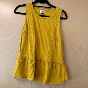 old navy mustard yellow peplum tank top